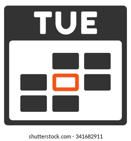 Tuesday vector icon. Style is bicolor flat symbol, orange and gray colors, rounded angles, white background.