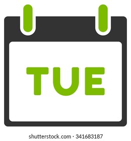 Tuesday vector icon. Style is bicolor flat symbol, eco green and gray colors, rounded angles, white background.