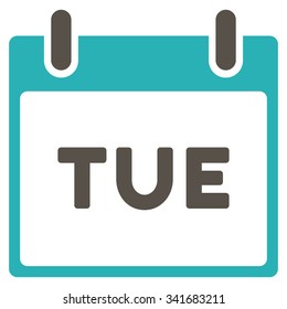 Tuesday vector icon. Style is bicolor flat symbol, grey and cyan colors, rounded angles, white background.