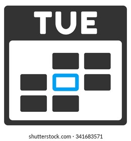 Tuesday vector icon. Style is bicolor flat symbol, blue and gray colors, rounded angles, white background.