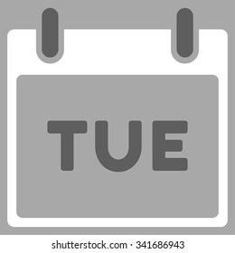 Tuesday vector icon. Style is bicolor flat symbol, dark gray and white colors, rounded angles, silver background.