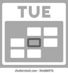 Tuesday vector icon. Style is bicolor flat symbol, dark gray and white colors, rounded angles, silver background.