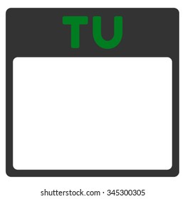 Tuesday vector icon. Style is bicolor flat symbol, green and gray colors, rounded angles, white background.
