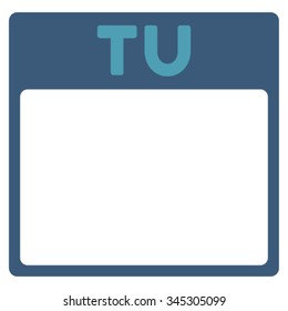 Tuesday vector icon. Style is bicolor flat symbol, cyan and blue colors, rounded angles, white background.