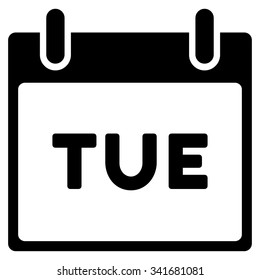 Tuesday vector icon. Style is flat symbol, black color, rounded angles, white background.