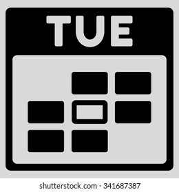 Tuesday vector icon. Style is flat symbol, black color, rounded angles, light gray background.