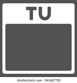 Tuesday vector icon. Style is flat symbol, white color, rounded angles, gray background.