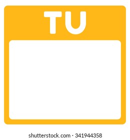 Tuesday vector icon. Style is flat symbol, yellow color, rounded angles, white background.