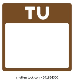 Tuesday vector icon. Style is flat symbol, brown color, rounded angles, white background.