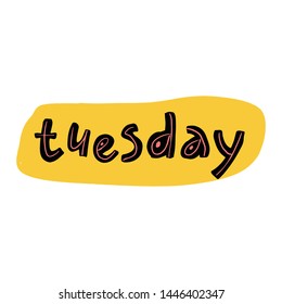 Tuesday vector planner lettering for week