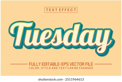 Tuesday yellow font Text effect editable