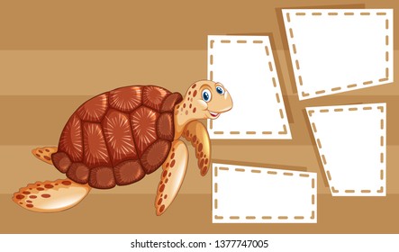 Tuetle on note template illustration