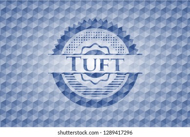 Tuft blue polygonal badge.