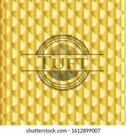 Tuft golden badge. Scales pattern. Vector Illustration. Detailed.