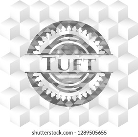 Tuft realistic grey emblem with cube white background