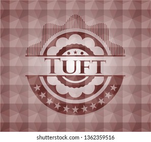 Tuft red emblem with geometric pattern. Seamless.