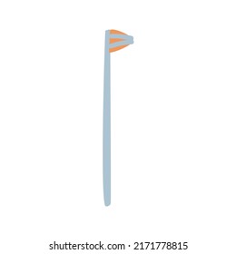 Tuft toothbrush. Teeth care tools. Line vector illustration.