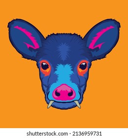 Tufted deer face vector illustration in decoratice style, perfect for tshirt style and mascot logo 