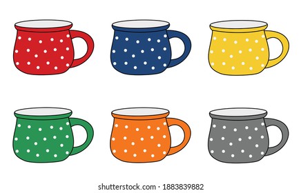 tufted small coffee salts of various colors isolated on a white background