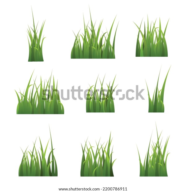 Tufts Green Lawn Grass Set Elements Stock Vector (Royalty Free ...