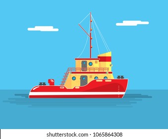 Tug Boat Vector Illustration 