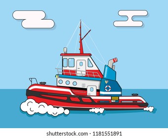 Tug Boat Vector Illustration