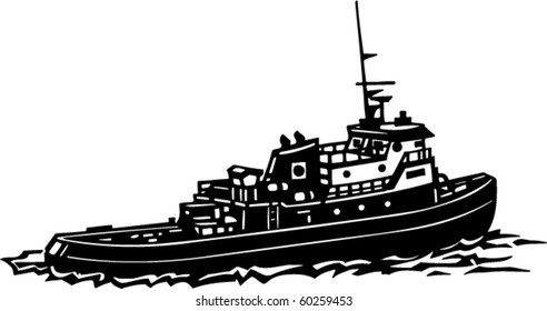 Tug Boat Vector Illustration