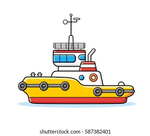 Tug Boat Vector Isolated.