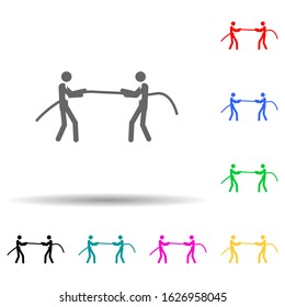 tug of both sides multi color style icon. Simple glyph, flat vector of conflict icons for ui and ux, website or mobile application
