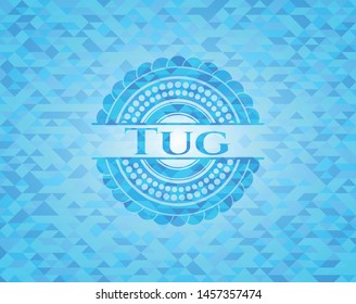 Tug light blue emblem with triangle mosaic background
