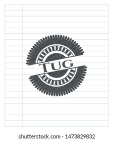 Tug pencil emblem. Vector Illustration. Detailed.