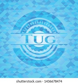 Tug realistic light blue mosaic emblem