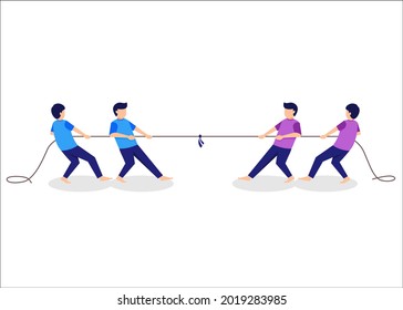 tug of war competition. traditional games concept illustration