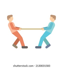 Tug of War flat icon. Clipart cartoon illustration. Vector sign for mobile app and web sites. 