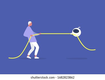 Tug War Human Versus Artificial Intelligence Stock Vector (Royalty Free ...