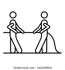 Tug of war icon. Outline tug of war vector icon for web design isolated on white background
