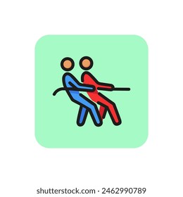 Tug of war line icon. Team, pulling, rope. Teamwork concept. Can be used for topics like competition, human resource, business.