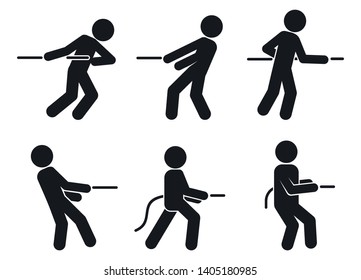 Tug of war pull icons set. Simple set of tug of war pull vector icons for web design on white background