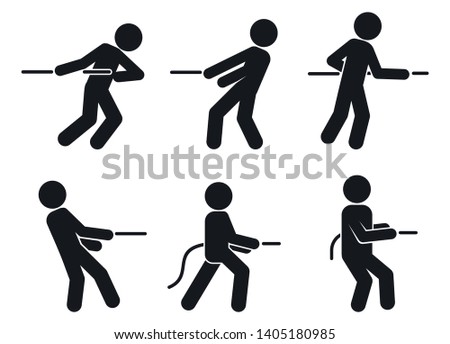 Tug of war pull icons set. Simple set of tug of war pull vector icons for web design on white background