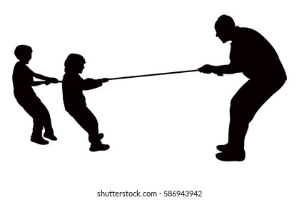 tug of war, silhouette vector