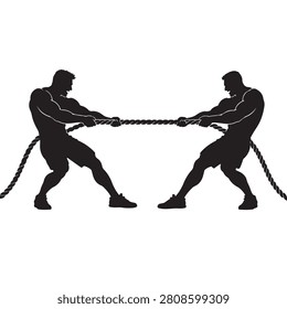 tug of war silhouette vector illustration