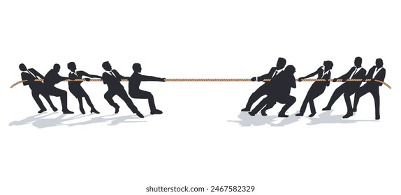 Tug of war. in a team, business concept illustration