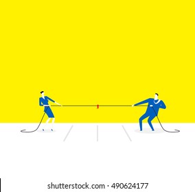 Tug of war / Two business persons are tug of war.