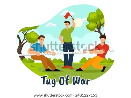 Tug of War Vector Illustration with People Pulling Opposite Ends of a Rope in a Business Competition or Other in Flat Style Cartoon Background