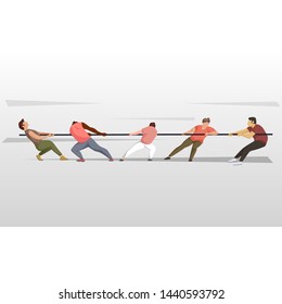 tug of war. vector image of people pulling the rope