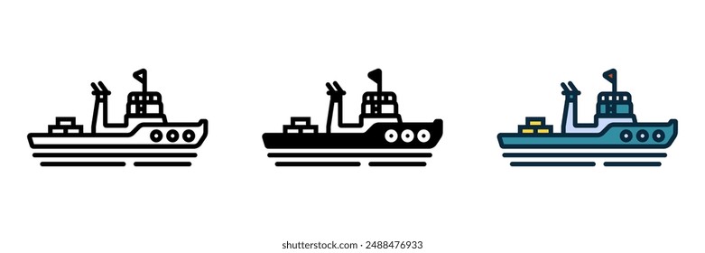 The Tugboat icon represents maritime assistance and power, perfect for marine websites, harbor blogs, and ocean-themed projects.