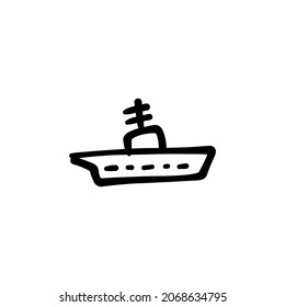 Tugboat Icon In Vector. Logotype - Doodle