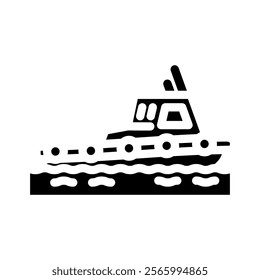 tugboat ship transport marine glyph icon vector. tugboat ship transport marine sign. isolated symbol illustration