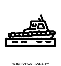 tugboat ship transport marine line icon vector. tugboat ship transport marine sign. isolated contour symbol black illustration