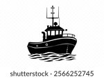 Tugboat Silhouette isolated on a white background